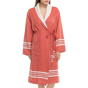 Gevoerde Hamam Badjas Krem Sultan Brick - XL - Hotelkwaliteit - Sjaalkraag - Luxe badjas - Badstof - Sauna Badjas - Ochtendjas - Badmantel