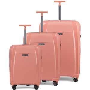 Kono Lichte polypropyleen trolley met 4 zwenkwielen, TSA Lock, YKK ritssluiting, Crème Wit