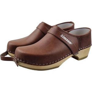 Werkklompen - dichte hiel met houten zool en leren kap - Bruine klompen - Simson maat 45