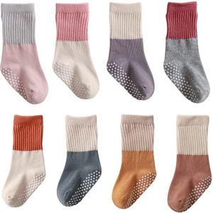 Non-slip Baby Socks for Toddlers - 8 Pairs of Comfortable Cotton Socks with ABS Studs