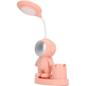 LED Studielamp, siliconenslang Leuke cartoon kleine bureaulampvorm met potloodhouder puntenslijper voor slaapkamer (roze)