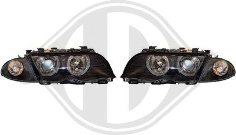 Diederichs - 1214481 - Koplampen - Zwart - Set - Met Regelmotor voor LWR