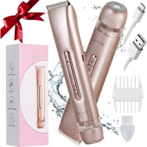 Hatteker 2-in-1 Ladyshave – Dames Trimmer en Scheerapparaat – Epilator Dual-Head Design – Precisietrimmer voor Gezicht & Lichaam – IPX6 Waterdicht – USB-C Oplaadbaar