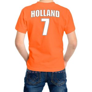 Oranje supporter t-shirt - rugnummer 7 - Holland / Nederland fan shirt / kleding voor kinderen 146/152
