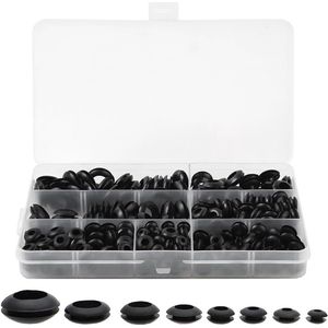 Rubberen ringen assortiment - 260 stuks in 7 maten voor afdichting draad auto electr. installatie .