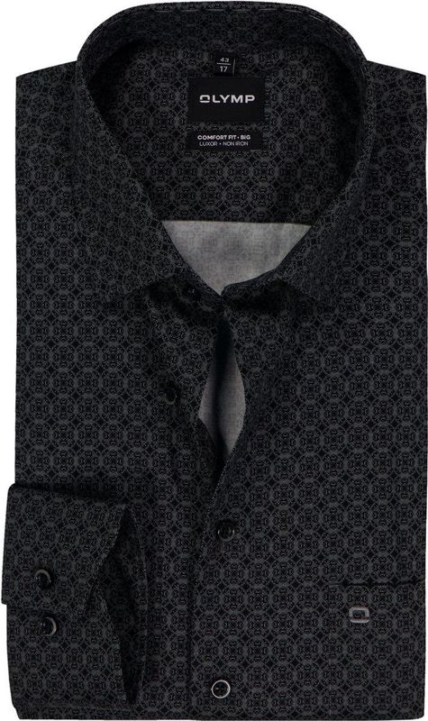 OLYMP - Luxor - Overhemd - Zilvergrijs - Comfort Fit - Strijkvrij