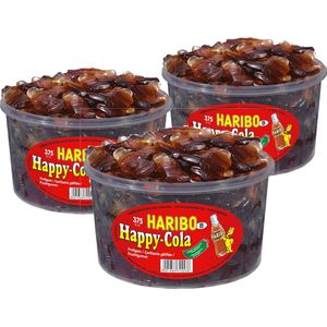 3 silo's Haribo Happy-Cola Flesjes á 150 stuks - Voordeelverpakking Snoepgoed