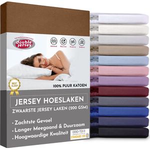 Double Jersey Hoeslaken - Hoeslaken  120x200+30 cm - 100% Katoen  Bruin