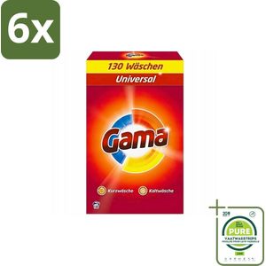 Gama - 3-in-1 Waspoeder - Universal - Voor Alle Kleuren - 130 Wasbeurten - Voordeelverpakking - 6 stuks - Waspoeder - Wasmiddel