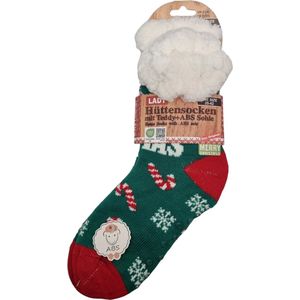 Antonio Huissokken - Huissokken Kerst - Groen/Rood/Wit - Dames- Antislip ABS - One Size (38-42) - Hüttensocken - Warme Sokken - Warme Huissok - Kerstcadeau voor dames