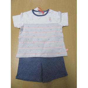 Noukie's -  Zomer pyjama voor jongens - Wit / jeansblauw -  4 jaar 104