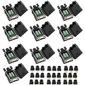 Selbro ® DB9 Breakout Connector naar Bedrading Terminal RS232 D-SUB Vrouwelijke Seriële Poort Breakout Board Soldeervrije Module met Behuizing (10 stuks)
