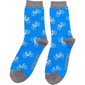 Mr Heron bamboe sokken heren fietsen - blue - fietsprint