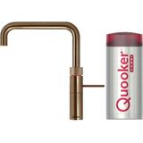 Quooker Fusion Square messing patina met COMBI boiler 3-in-1 kokend water kraan