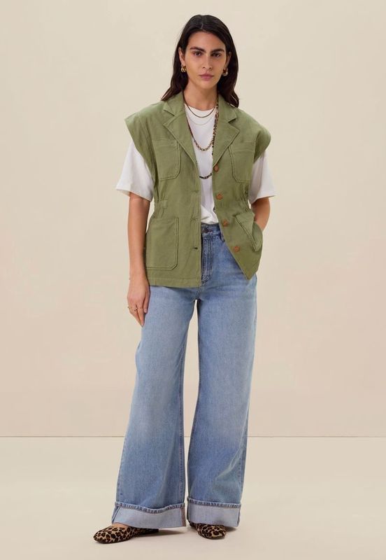 Sissy-Boy - Groen gilet met opgestikte zakken