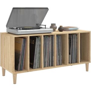 Platenspeler Meubel - LP-kast - Platenspelerkast - Draaitafelstandaard - Platenspelerstandaard - Vintage Displayplank - Sonoma Eiken