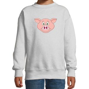 Cartoon varken trui grijs voor jongens en meisjes - Kinderkleding / dieren sweaters kinderen 98/104