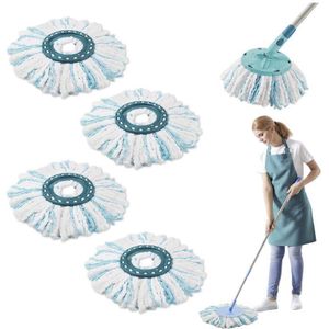 4 stuks reservekoppen voor Leifheit Clean Twist Disc Mop Micro Set, 2-vezelsysteem voor Leifheit Clean Twist M dweilmop ronde vloerwisser reserveonderdelen, voor alle vloertypen, vuilopname