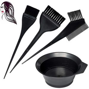 Haarverfkwasten - Haarverf Kwast - Haarverf Set 4 Delig - Haarverf Bakje - Verfkwast - Verfkwasten - Uitgroei Verven - Haarverf Borstel - Haar Verven - Benodigdheden - Kapper Tools - Gereedschapsset - Haarverfbenodigdheden - Kappers Accessoires