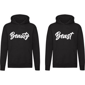 Beauty & Beast 2 Prachtige Hoodie's | Relatie | Vriend | Vriendin | Partner | Bruiloft | Kind | Dames | Heren | Kinder | Trui | Capuchon