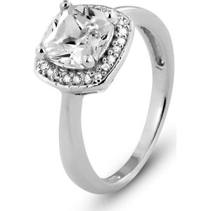 New Bling 943282885-58 - Zilveren ring - Vierkant zirkonia 7 mm - Zilverkleurig