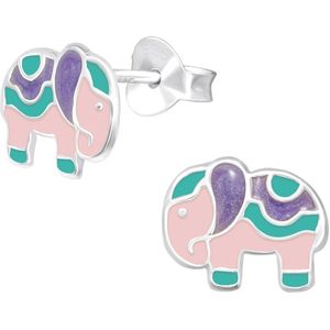 Joy|S - Zilveren olifant oorbellen - 10 x 8 mm - kinderoorbellen