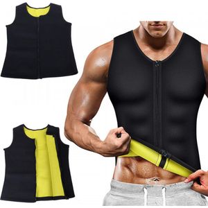 Afslank Vest Mannen - Sportvest - XL - Sauna vest - Zweetvest - Ritssluiting - Neopreen - Zwart - Afslank Kleding - Zweetkleding - Vetverbranding