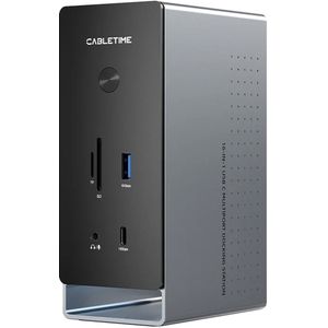 Cabletime - 10Gbps - USB C - 16 in 1 Docking Station - 3 externe beeldschermen - ook geschikt voor MacBook