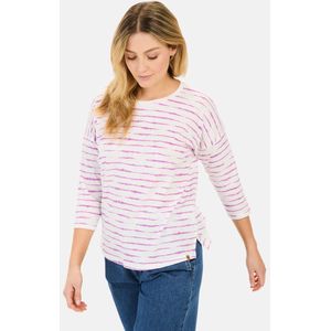 camel active - Shirt - Paars-Wit - Lange Mouwen - 100% Katoen