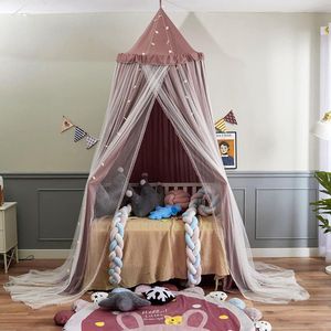 Prinsessens leuk bedbaldakijn voor kinderen, baldakijn voor meisjes, bed, beddengoed, meisjeskamer, baldakijn, bed, speeltent, hangende leeshoek, baldakijn, huisdecoratie (bonenpasta rood/wit)