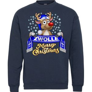 Kersttrui Zwolle | Foute Kersttrui Dames Heren | Kerstcadeau | Pec Zwolle supporter | Navy | maat M