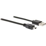 USB Mini B naar USB-A kabel - USB2.0 - tot 1A / zwart - 3 meter