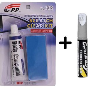 TLVX - Krasverwijderaar Set - Zilver - Poetsmiddel met Spons en Lakstift - Lak Herstel