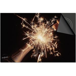 Inductie beschermer 71x52 - afdekplaat inductie mat - Dietrix Kookplaat beschermer - Exclusief - Feestdagen - Champagne fles met sterretje vuurwerk