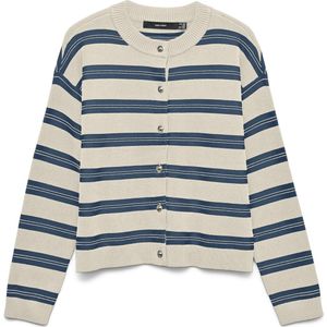 Vero Moda Vest Vmgold Stripe Ls O-neck Cardigan 10337627 Birch/w. Dark De Dames Maat - L
