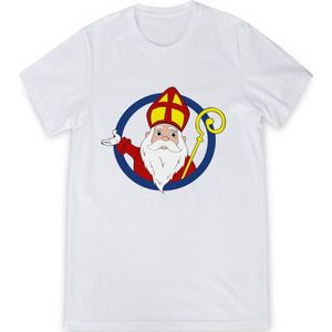 T Shirt Meisjes Jongens - Sinterklaas - Wit - Maat 128