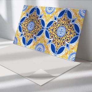 Wallfluent Vinyl Wandpaneel - Decoratief patroon met een bloemenmotief PVC Muurpaneel - 120 cm x 60 cm - Blauw PVC wandpaneel - 1 stuk - Rechthoekig Wandbekleding Vinyl - Patroon Wandpaneel - Zelfklevende Wandbekleding - Wandpaneel Keuken en Badkamer