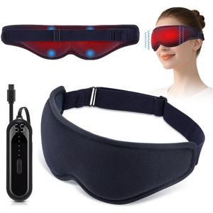 WizBay Premium Select® Warmte & Vibratie Oogmasker – Oogmasker Wallen - 3 Temperatuurstanden 35°C 45°C 55°C – 5 Vibratie Massage Levels – Verbeterde Bloedcirculatie – LED Afstandsbediening – 3D Design – Oplaadbaar – Reizen en Slaapmasker – Zwart