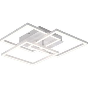 LED Plafondlamp - Torna Mibal - 28W - Aanpasbare Kleur - Afstandsbediening - Dimbaar - Rechthoek - Mat Wit - Aluminium