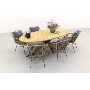 Garden Impressions Margriet natural/Taste Prado Ellips 240x115 cm. tuinset - 7-delig