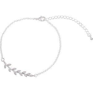 24/7 Jewelry Collection Blad Armband - Diamantjes - Zilverkleurig