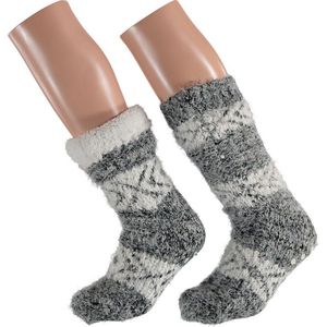 Apollo Dames Huissokken Chenille met Antislip Grijs One size