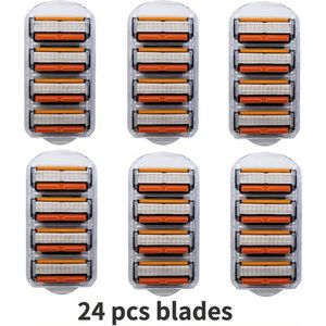Scheermesjes - 24-delige 6-Laags Navullingen - Roestvrij Staal - Voor Mannen - Compatibel met Fusion 5 en ProGlide