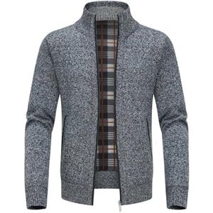 Heren Gebreide Cardigan met Rits - Winter Vest met Staande Kraag