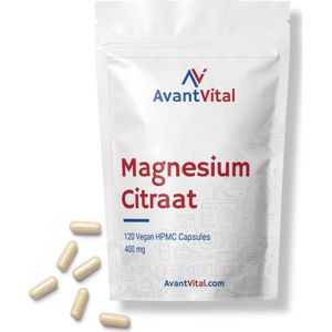 Magnesium Citraat - 400 mg - 120 Vegan Capsules - AvantVital - Voedingssupplementen