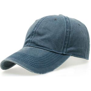 Washed denim cap baseball pet used look kleur blauw maat one size