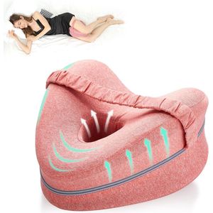 Beenkussen | Kniekussen Van Traagschuim Met Elastische Band Voor Zijslapers | Beenondersteuningskussen Met Afneembare En Wasbare Hoes (Roze)