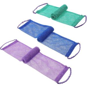 Badhanddoek - badspons - Afrikaanse badsponzen - Met trekkoord Badhanddoek - 3 stuks Afrikaanse badsponzen - exfoliërende netten - Exfoliërende handdoeken - Unisex badsponzen -Dagelijkse badbenodigdheden（Blauw Paars Groen）-75x14cm