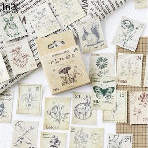46 Stickers Vorm Postzegel - Thema Bos Vintage Sticker - B034 - Voor Scrapbook Of  Bullet Journal - Stickers Voor Volwassenen En Kinderen - Agenda Stickers - Decoratie Stickers