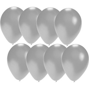 Bellatio Decorations ballonnen - 60 stuks - zilver - 27 cm - helium of lucht - verjaardag / versiering